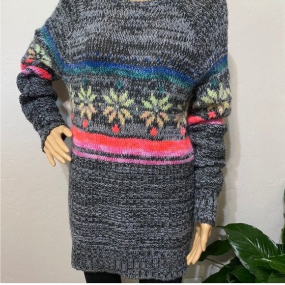 EUC American Eagle Mohair Wool Jeggings Fit Fair Isle Knit Pullover - Picture 6 of 7